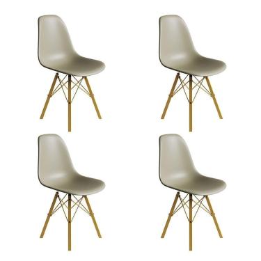 Imagem de Conjunto 4 Cadeiras Eames Estilo Moderno Em Ferro Dourado Com Assento Fendi