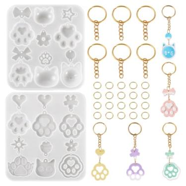 Imagem de 1 conjunto de moldes de pingente de enfeites de silicone faça você mesmo, joias de resina epóxi, molde de fundição para artesanato faça você mesmo, brincos, chaveiros, joias, impressão de pata, 114,5