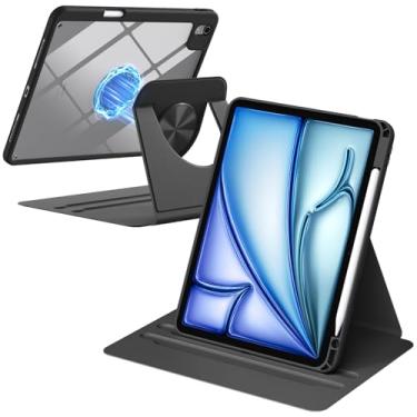 Imagem de Wenlaty Capa para iPad Air de 11 polegadas (M3/M2) e Air 5ª/4ª geração de 11 polegadas, para iPad Pro 11 polegadas 4/3/2/1 geração, capa giratória de 360°, traseira magnética destacável, suporte para
