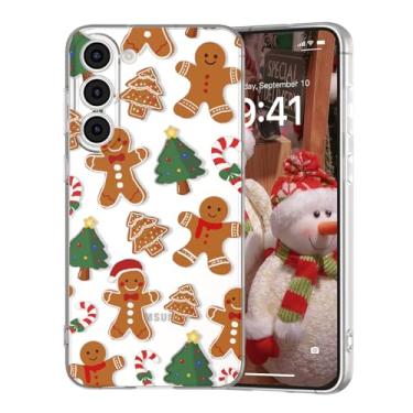 Imagem de DYFYFKDI Capa de Natal para Samsung Galaxy S23 Plus fofa transparente árvore de Natal Feliz Natal homem pão de gengibre Papai Noel estética feminina meninas mulheres crianças capa protetora macia de