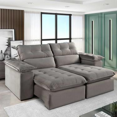 Imagem de Sofá Retrátil E Reclinável Texas 1,94m Veludo Cor Cinza 2103 Usb Sem Kit Usb