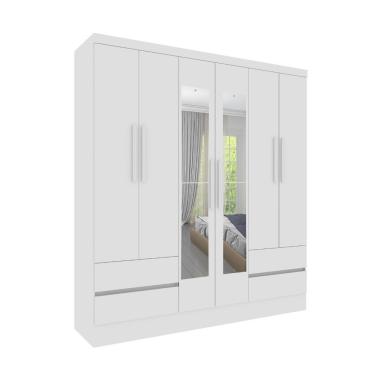 Imagem de Roupeiro Oregon 6 Portas Com Espelho E 4 Gavetas Tcil Cor:neve