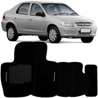 Imagem de Tapete Carpete Prisma 2006 à 2012 Preto Logo Bordado Jogo 5 Peças Personalizado Automotivo