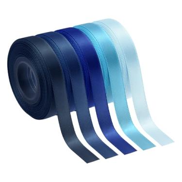 Imagem de PATIKIL Fita de cetim sólida de 9,5 cm x 50 metros, 5 peças de rolo de fita de tecido de poliéster face única para embrulho de presente, artesanato, casamento, aniversário, buquê, arcos de cabelo