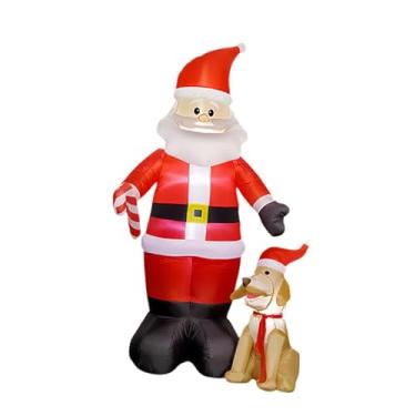 Imagem de IEUDNS Papai Noel inflável de Natal com cachorro Air Blow enorme Papai Noel 240 cm de altura para jardim