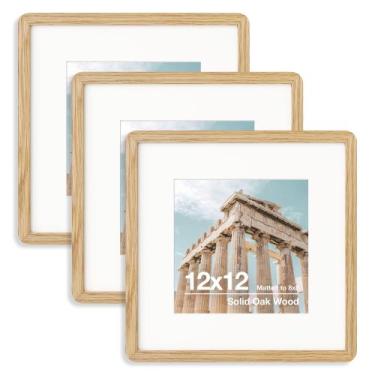 Imagem de Porta-retratos FLYJOE em madeira maciça de carvalho 12x12 com tapete p