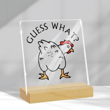 Imagem de Placa de cozinha engraçada decoração de galinha que placa acrílica decoração de mesa de escritório em casa placas de frango sala de jantar decoração de mesa de jantar, presentes de casa nova para