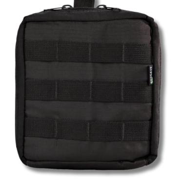 Imagem de Bolso Modular 15x15 Multiúso Rip Stop – Fixação em Cinto ou Colete, Zíper 90°, Painel MOLLE Laser Cut, Impermeável, Alta Resistência e Organização para Ferramentas (PRETO)