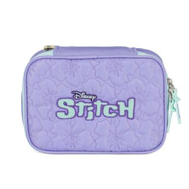 Imagem de Estojo Meninas Escolar Box 36 Elásticos Stitch Disney - Luxcel, Roxo
