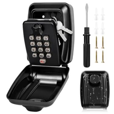 Imagem de TEUEN Caixa de bloqueio para chave externa, caixa de bloqueio resistente à prova d'água para chave de casa, combinação de 12 dígitos, redefinível, cofre de segurança de grande capacidade para casa, garagem, escritório, armazém