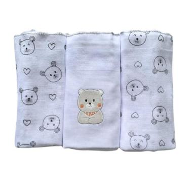 Imagem de FRALDA P/BEBE LUXO INCOMFRAL ESTAMPADO/LISO C/PUFF 68CMX70CM PCT C/03UN //NEUTRO