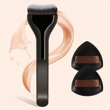 Imagem de Conjunto de maquiagem fofa de 3 peças com sopro macio, multiuso para blush, sombra e pó fixador, adequado para viagens (preto)