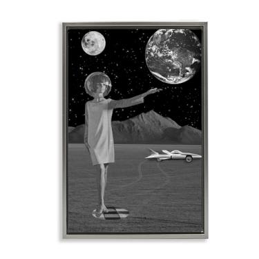 Imagem de Stupell Industries On A Mission Retro Space Black Framed Floater Canvas Wall Art, design por Elo Marc, 25 x 17