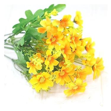 Imagem de Flores artificiais Buquê de flores artificiais com margaridas gerbera, para decoração jardim doméstico, arcos casamento, parede, buquê noiva(F)