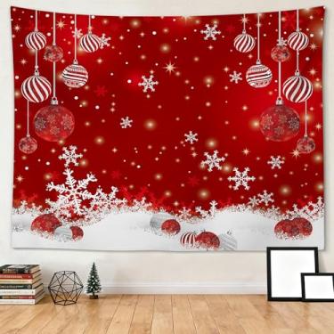 Imagem de OTOSTAR Tapeçaria de parede de Natal de inverno enfeites de Natal tapeçaria vermelha para quarto tapeçarias macias de flocos de neve de Natal decoração de casa de fazenda arte para casa sala de estar