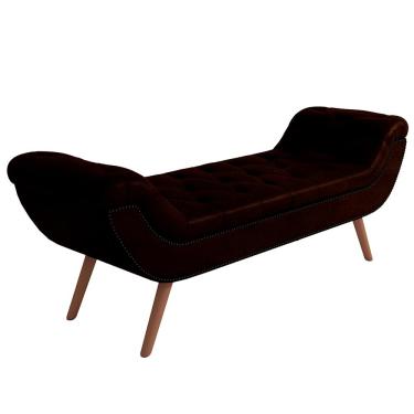 Imagem de Puff Recamier Decorativo com Tachas 140 cm Santorini P05 Couríssimo Marrom - Lyam Decor