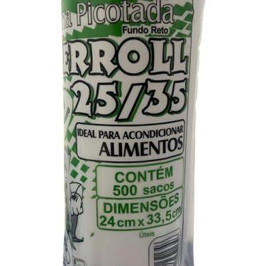 Imagem de Bobina Plástica Picotada fundo reto 25x35cm 500 Sacos Para Alimentos h