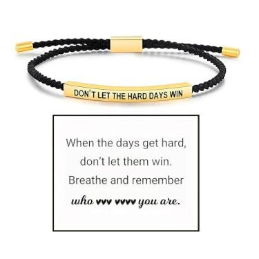 Imagem de Someki Pulseira Dont Let The Hard Days Win para mulheres e homens, pulseira ajustável gravada, tubo de aço inoxidável, inspirador, pequenas palavras, projeto, presentes para tempos difíceis, joias