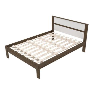 Imagem de Cama De Casal Madeira Cm8005 Nogal-branco - Tecno Mobili