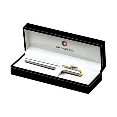 Imagem de Caneta-tinteiro Sheaffer Agio com acabamento dourado cromado escovado: ponta fina