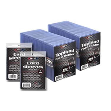 Imagem de BCW Combo de porta-cartões e capas de cartão 3 x 4 | 200 toploaders de plástico transparente e 200 capas de cartão macias | Proteja, armazene e exiba cartões colecionáveis | Caixa de armazenamento de
