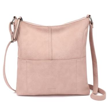 Imagem de TANTOMI Hobo Bolsas femininas de couro vegano e bolsa de ombro com alça de ombro ajustável, Rosa empoeirado