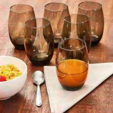 Imagem de Copo Vidro 450ml (Suco, água) BELLAGIO kit com 12 Cinza - PRATICASA