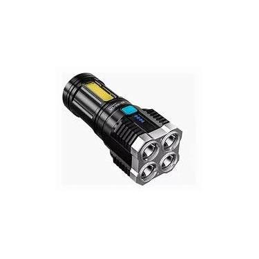 Imagem de Lanterna LED Multifuncional Recarregável USB, 4 Núcleos, IP44 à Prova D'água, Bateria 18650mAh, Luz Alta Potência para Camping e Atividades Externas, 47x55x140mm