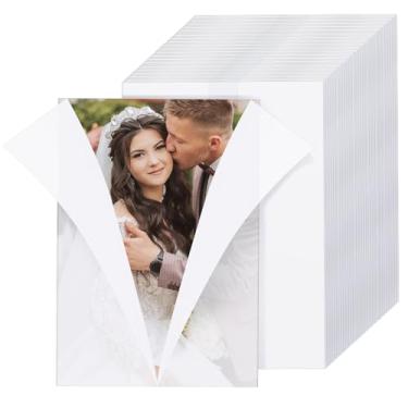 Imagem de Pacote com 150 jaquetas de veludo para capas de convite de 13 x 18 cm, inserções de envelope de papel translúcido pré-dobradas a granel para casamento, cartões comemorativos, aniversário, impressões