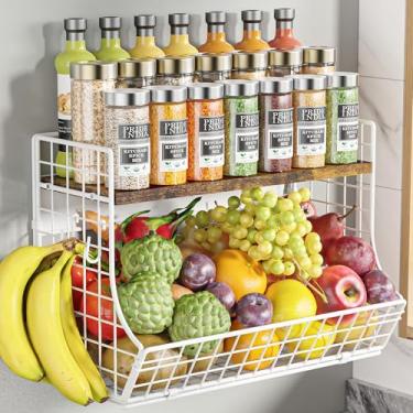 Imagem de HIPLIYS Prateleira magnética para geladeira com tampa de madeira, caixas de armazenamento de batata e cebola, organizadores e armazenamento de despensa, suporte magnético forte para temperos para