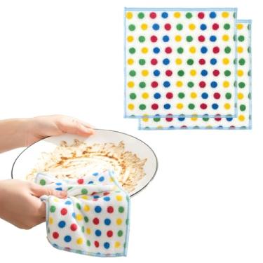 Imagem de Conjunto de 2 panos de prato de bolinhas, panos de prato absorventes antiaderentes panos de limpeza de cozinha para limpar sem riscos