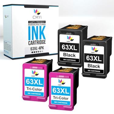 Imagem de CMYi Pacote combo de cartuchos de tinta de impressora 63XL de substituição para impressoras HP Envy 4521, 4522, 4523, 4524, 4525, 4526, 4527, 4528, OfficeJet 3830, 3833, 3834, 3835, 3836, 4650, 4652