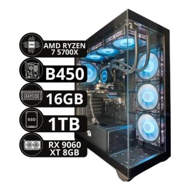 Imagem de Pc Gamer Ryzen 7 5700x, 16gb Ddr4, Ssd Nvme 1tb, Rx 9060 8gb - 1 Tb - 