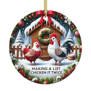 Imagem de Enfeites de cerâmica de frango engraçados de Natal para homens, mulheres, casais, pais, amigos, presente para casa, arte de férias, ornamentos de Natal, decoração de interiores de carro, enfeite de