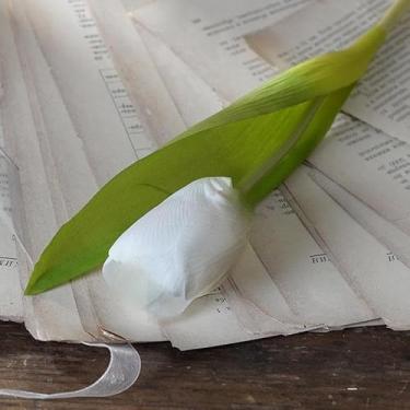 Imagem de Flores artificiais para vaso tulipas realistas buquês de abertura de botões para decoração de festa de casamento, casa, férias, branco, 2 peças