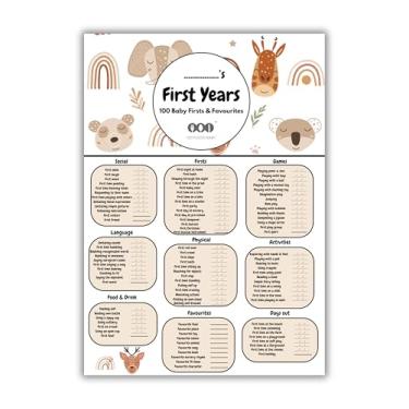 Imagem de 100 Foods Baby Tabela de marcos do bebê dos primeiros anos (A3) 100 lembranças de bebês primeiros e favoritos