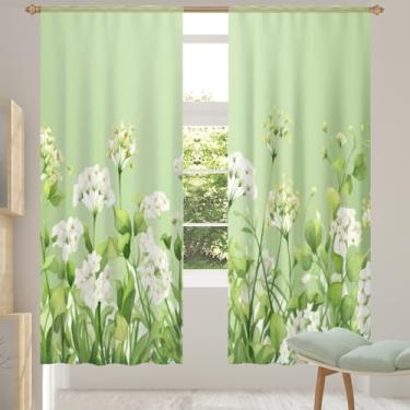 Imagem de 2 conjuntos de painéis cortinas transparentes frescas de plantas verdes, cortinas transparentes arejadas com filtro leve, painéis de cortina de porta e janela para sala de estar, quarto, jantar, 192