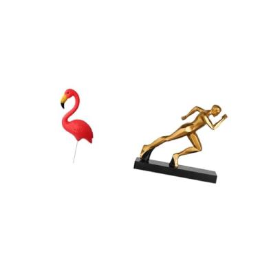 Imagem de Gralara Estátua de Flamingo Corredor, Escultura de Arte Abstrata para Enfeite de Natal, Decoração Moderna para Casa, Entrada, Mesa, Jardim, Estaca de Fada