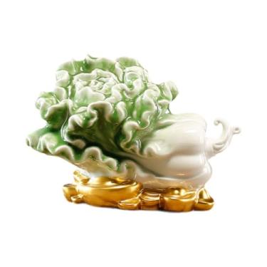 Imagem de FLCPJGV Estátua de Repolho em Porcelana, Ornamento, Colecionável, Decoração, Escultura para Mesa, Quarto, Corredor, Lareira, Interior, Largura 13 Cm