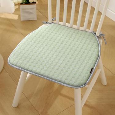Imagem de Almofadas para cadeira de jantar Cool Ice Silk para o verão, almofada de assento com capa lavável e removível, almofadas antiderrapantes para cadeiras internas e externas, verde, 2 peças