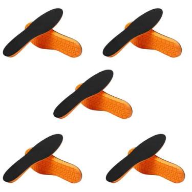 Imagem de Kit 5 Palmilhas em Gel PU Ortopédica para Corrida e Esportes Cor:Laran
