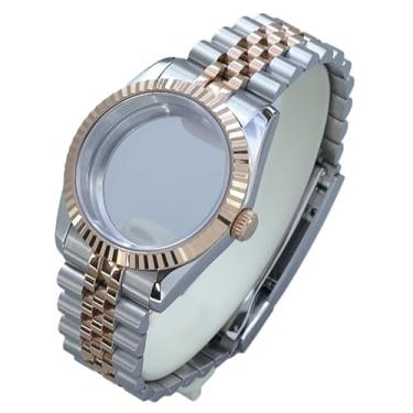 Imagem de FEIYASHI Caixa de relógio luxuosa em ouro rosa de 36/39 mm com vidro de safira para movimento NH35 NH34 NH36 Miyota8215 8205, Tampa inferior de vidro 6, 36mm+Miyota8215 8205 Movement, Caixa de relógio