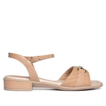 Imagem de Sandália Feminina Piccadilly Salto Baixo Wide Fit Napa Nude, Nude, 38