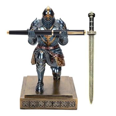 Imagem de Suporte Para Canetas Cavaleiro - Organizador Medieval Para Lápis - Estatueta de Cavaleiro em Pose de Joelhos,para Material Escolar de Escritório Casa Escola Professor
