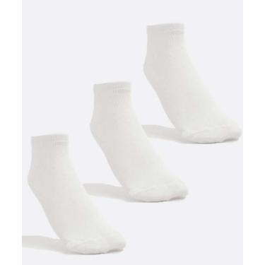 Imagem de Kit 3 Pares Meias Soquete Feminina Básicas Marisa-63342, 34/39, Branco