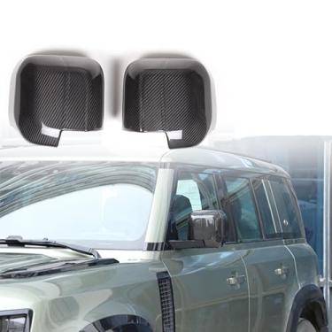 Imagem de FINMOKAL Tampas de acabamento de capa de espelho retrovisor de carro de fibra de carbono real compatível com Land Rover Defende 90 110 130 2020-2024