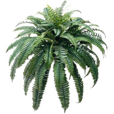 Imagem de Niaone Planta falsa artificial de samambaia de Boston 129 cm 88 ramos - plantas artificiais ao ar livre para pátio, decoração de casa interna (grande plantador externo, samambaias falsas, fazenda