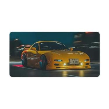 Imagem de JDM Tapete de mouse para jogos grande para carro amarelo Rx7 Speed Sports Drift antiderrapante tapete de mesa tapete de mesa tapete de mouse suprimentos à prova d'água borracha mesa escrita pad para