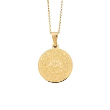 Imagem de ZUDO Colar com pingente Ayatul Kursi – Joias islâmicas – ouro 18K, ouro rosa 18K, ródio prata e aço inoxidável revestido com PVD preto – Cabo de 1 mm ou corrente de freio de 3 mm, 1mm Cable Chain, Aço