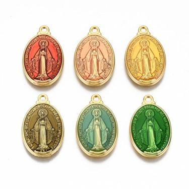 Imagem de Elecrelive 10 peças pingentes de medalha de São Bento ovais Religião Cruz Pingentes Patrono Amuleto Medalha Joias para Rosário DIY Colar Pulseira Brinco